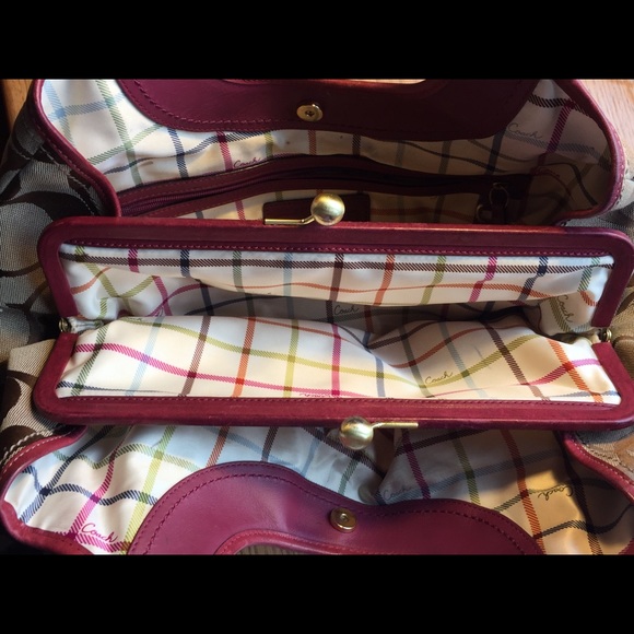 Authentic Coach Purse, Brown and Purple - Picture 4 of 5